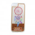 Wholesale iPhone 7 LED Flash Design Liquid Star Dust Case (Dream Catcher Gold)